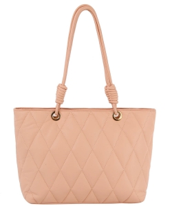Quilted Tote Bag with Loop Knot Handle JY-0483-M BLUSH